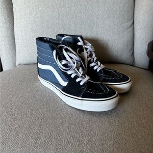 Vans Men's Blue and White High-Top Sneakers